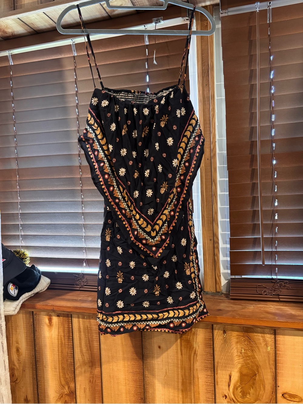 FARM RIO Black Bandana Spaghetti Strap Dress